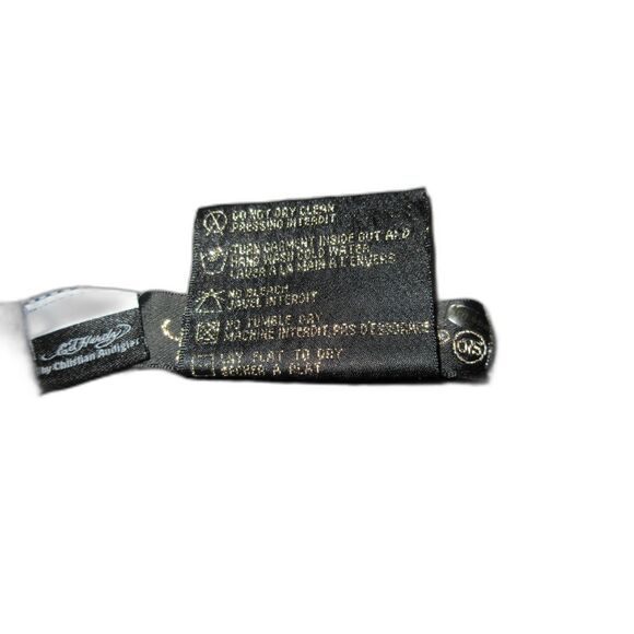 Ed Hardy Life Is Beauty Tattoo Graphic Scarf Black Y2K Glitter Christian Audigie - Picture 8 of 9